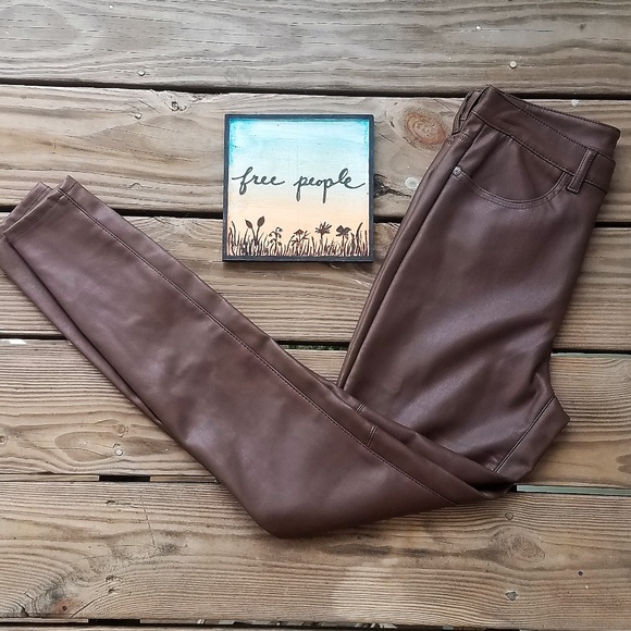 Free People Long & Lean Faux Leather Skinny Pants - Picture 5 of 5